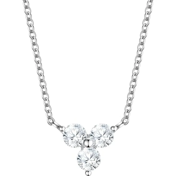GLANZSTÜCKE MÜNCHEN Damen Kette, 925/- Sterling Silber rhodiniert mit weißen Zirkonia, 40 cm plus 5 cm Verlängerung