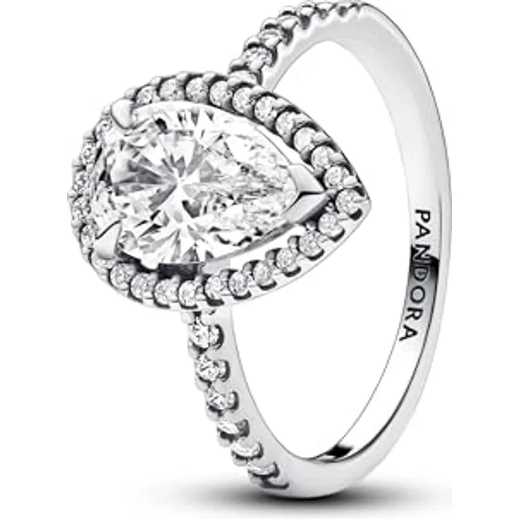PANDORA Timeless Birnen-Kranz Ring, Sterling Silber mit Cubic Zirkoniastein, Größe 54, 193012C01-54