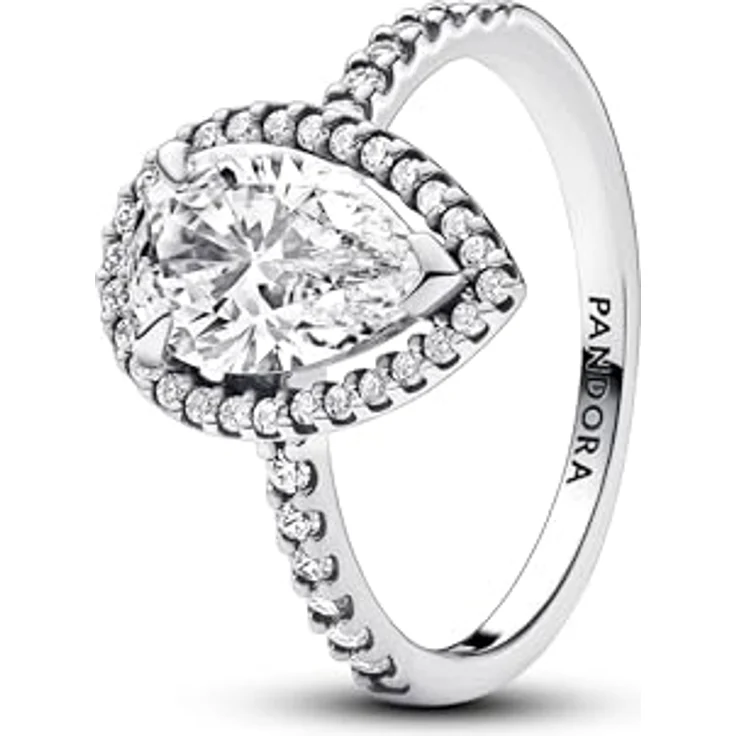 PANDORA Timeless Birnen-Kranz Ring, Sterling Silber mit Cubic Zirkoniastein, Größe 54, 193012C01-54 – Bild 1