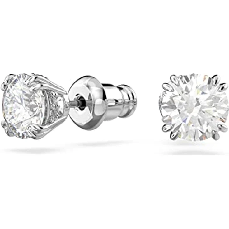 Swarovski Stilla Ohrringe, Rhodinierte Ohrstecker mit klaren Swarovski Kristallen und Pavé-Einfassung – Bild 3