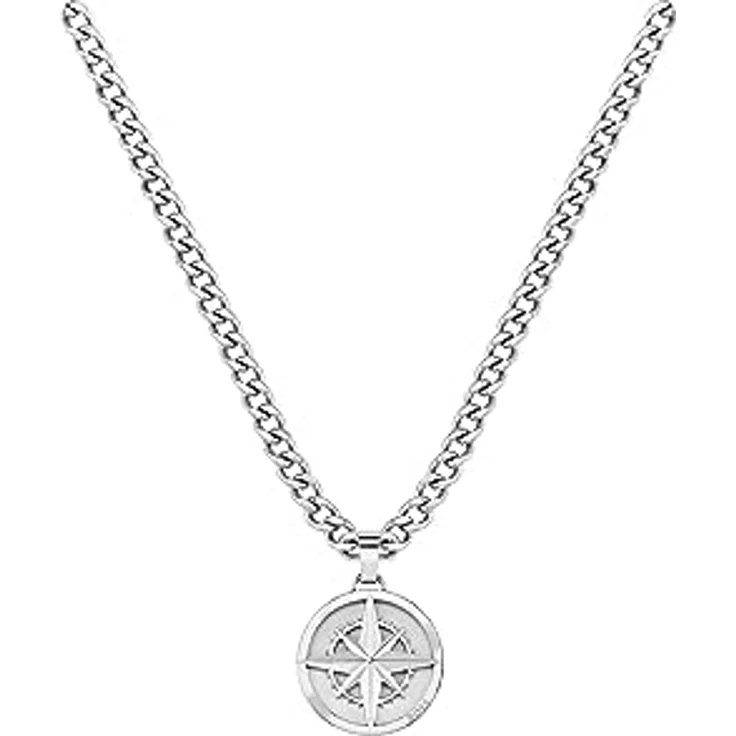 BOSS Jewelry Halskette Herren Kollektion NORTH, Edelstahl, 61 cm, Karabinerverschluss, Kompass-Tattoo inspiriert – Bild 2