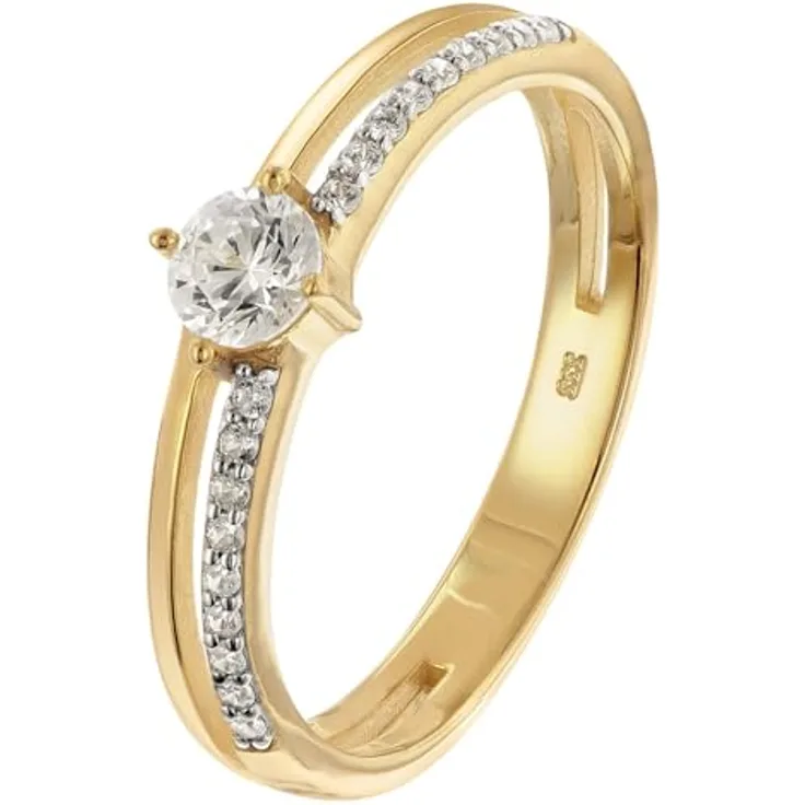 GLIZZ Damenring Gold 333/8K mit Zirkonia, elegantes Schmuckstück in Ringgröße 54/17,2, ideal für besondere Anlässe