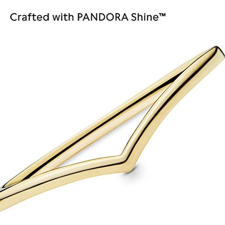 PANDORA Polierter Wishbone-Ring, 14 Karat vergoldete Metalllegierung mit Zirkonia, Größe 56, kombinierbar aus der Timeless Kollektion – Bild 4