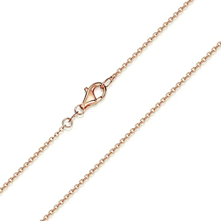 MATERIA Rosegold Ankerkette 925 Sterling Silber, 1,2mm, 40cm, langlebig und wasserfest, Karabinerverschluss