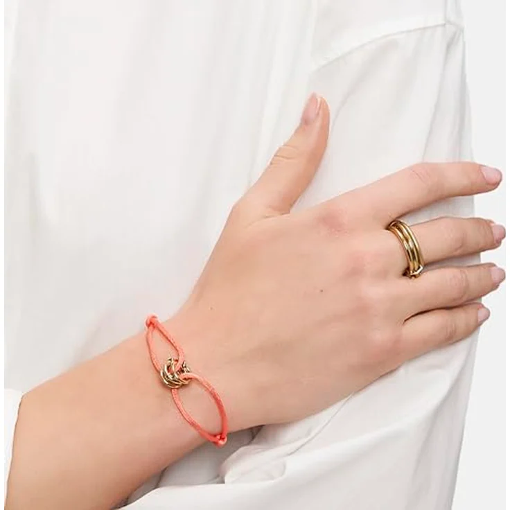 Liebeskind Berlin Stoffarmband LJ-1646-B-21, Edelstahl-Anhänger in IP Gold, Größe 21 cm, Zugverschluss – Bild 3