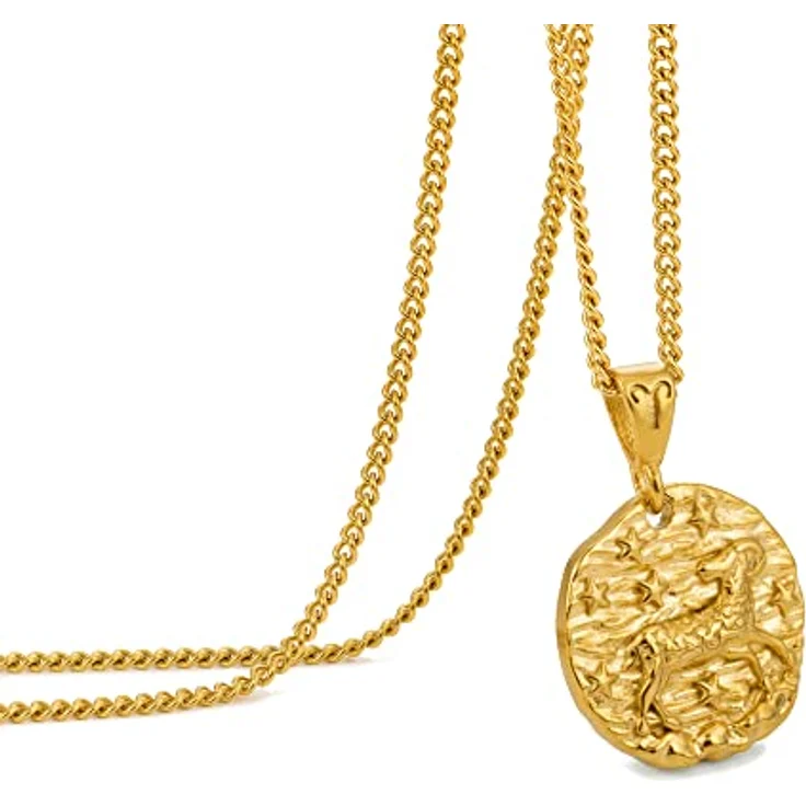 Speroto Herren Halskette mit Sternzeichen Anhänger Widder, Edelstahl Kette in Gold, 50 cm + 5 cm verstellbar – Bild 1