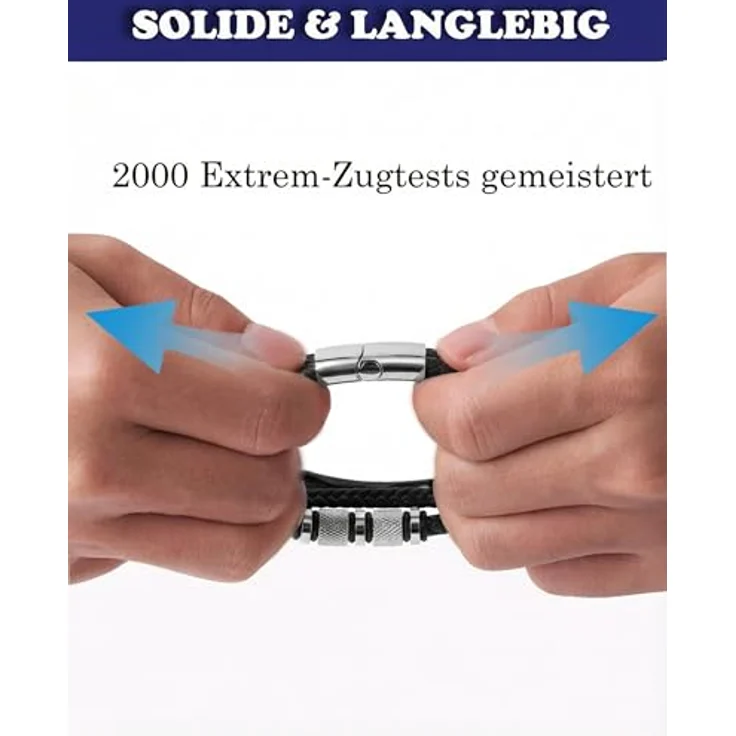Fantocemea Herren-Lederarmband, geflochten mit Edelstahl-Magnetschließe, 19 cm (erweiterbar auf 20,5 cm), atmungsaktiv und schweißabsorbierend, Geschenkset für Geburtstag und Valentinstag – Bild 3