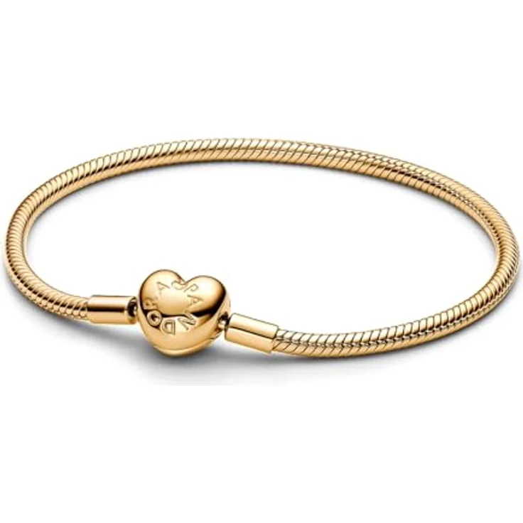 PANDORA Moments Schlangen-Gliederarmband mit Herz-Verschluss aus vergoldetem Sterling Silber, Größe: 17, kompatibel mit Moments Kollektion, 563050C00-17 – Bild 3