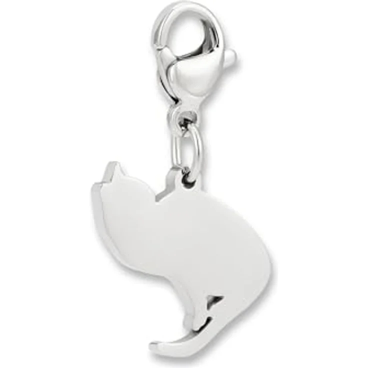 GD GOOD.designs Charms Anhänger Katze mit Karabiner-Verschluss, Silberner Kettenanhänger aus 316L Edelstahl, Wasserfest & Hypoallergen, Ideal als Geschenkidee – Bild 1