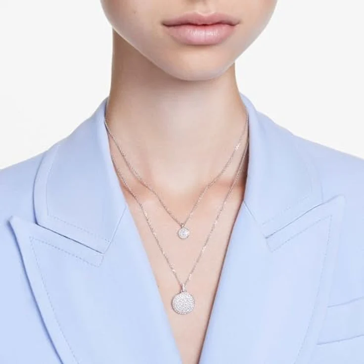Swarovski Ketten-Set Sublima Round, 2-tlg. im Lagenlook mit klaren Rundkristallen im Schnee-Pavé – Bild 7