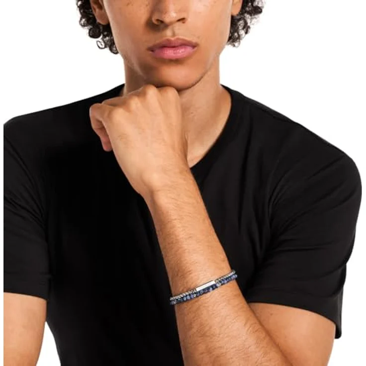 Emporio Armani Herren Edelstahlarmband EGS3323040, silberfarben, matt mit Karabinerverschluss, 203 mm Länge – Bild 2