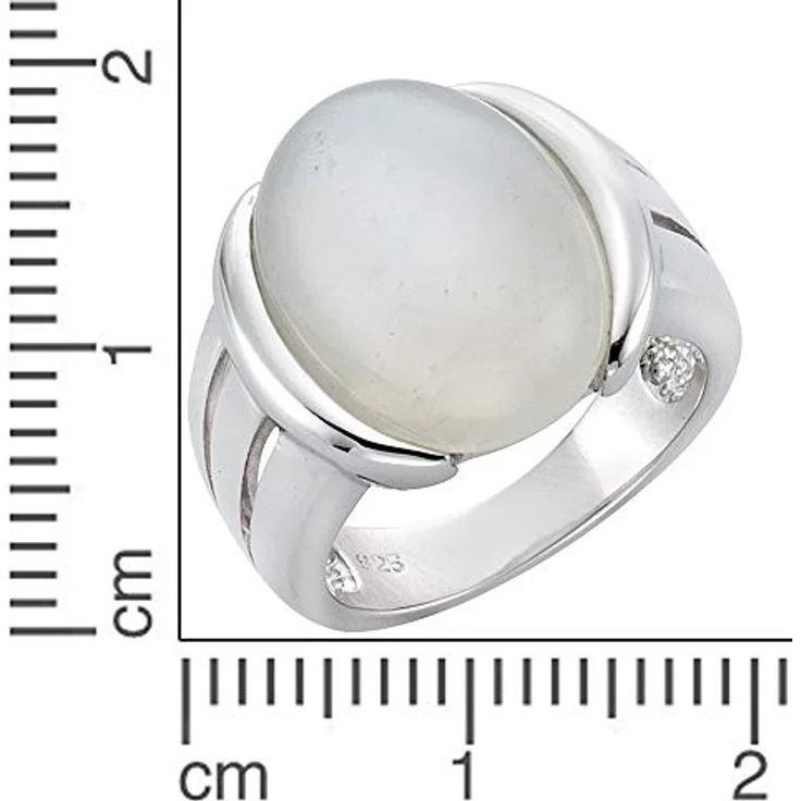 Zeeme Gemstones Damen Ring, 925/- Sterling Silber rhodiniert mit weißem Mondstein 16x12mm, inklusive Etui – Bild 2