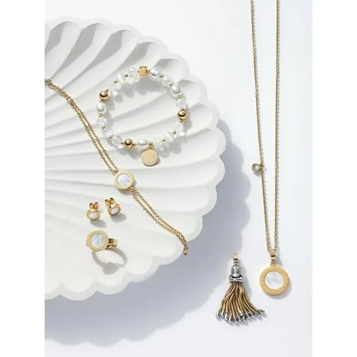 JEWELS BY LEONARDO Ohrstecker Mauritia, goldfarbene Ionenplattierung mit Perlmutt-Details, Edelstahl – Bild 5