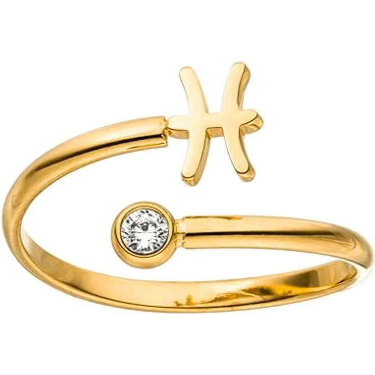 Purelei® Sternzeichen Ring Fisch (Gold), verstellbarer, wasserfester Damenring aus langlebigem Edelstahl, Größe 50-60 – Bild 1