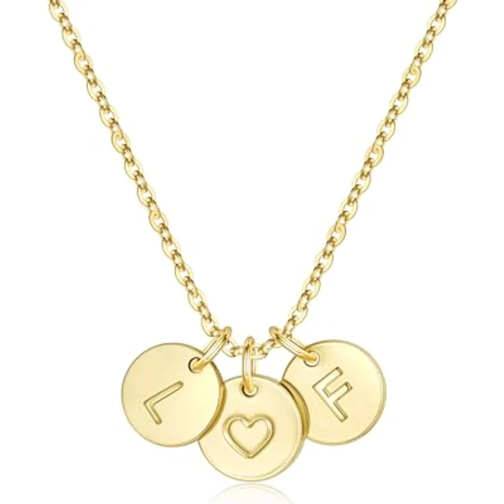 TINGN Goldherz Kette mit Buchstaben F L, 14K vergoldete Halskette für Damen & Mädchen, 18"+2.5" Verlängerung, hypoallergen, ideales Geschenk für Frauen und Teenager – Bild 1