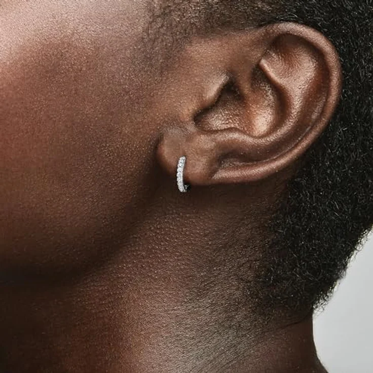 PANDORA Timeless Huggie Ohrringe, Sterling Silber mit Zirkonia - Funkelndes Design für Damen – Bild 3