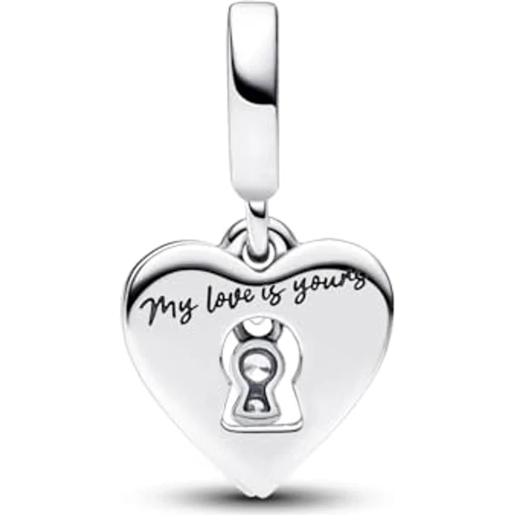 PANDORA Moments Rotes Herz & Schlüsselloch Doppelter Charm-Anhänger, Sterling Silber mit Zirkonia, kompatibel mit Moments Armbändern, 793119C01 – Bild 3