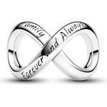 Pandora 793243C00 Charm Für Immer & Ewig, Bead-Charm aus 925 Sterlingsilber mit Unendlichkeitssymbol und Gravuren "Family" und "Forever and Always"