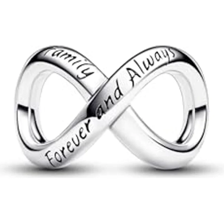 Pandora 793243C00 Charm Für Immer & Ewig, Bead-Charm aus 925 Sterlingsilber mit Unendlichkeitssymbol und Gravuren "Family" und "Forever and Always" – Bild 1