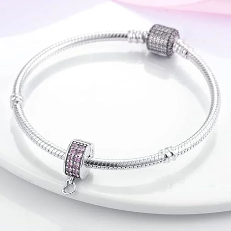 TINSLO Charm Anhänger Damen 925 Sterling Silber mit Zirkonia, kompatibel mit Pandora Armbändern und Halsketten, ideal als Geschenk – Bild 3
