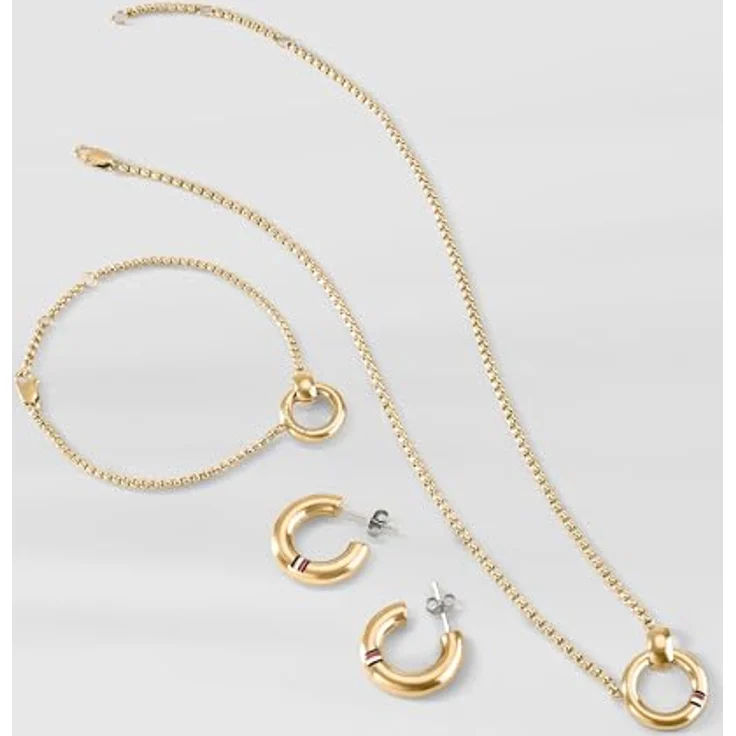 Tommy Hilfiger Jewelry Creolen für Damen, goldfarbener Edelstahl mit Schmetterlingsverschluss, 2,2 cm – Bild 4