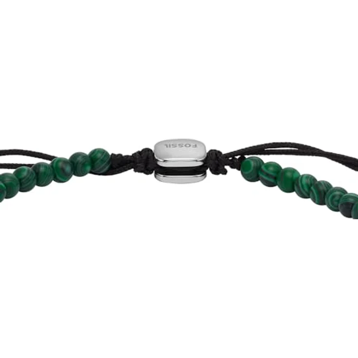 Fossil Herren-Edelstahl-Perlenarmband mit Schieberverschluss, Grün, poliertes Finish, 250 mm Länge, 4 mm Breite – Bild 5