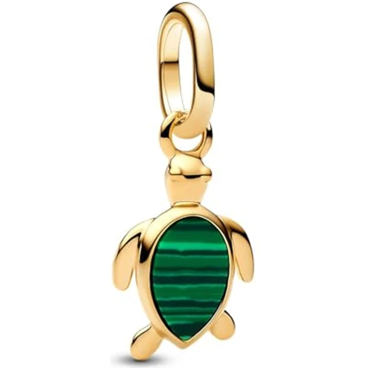 PANDORA ME Grüne Schildkröte Mini-Charm-Anhänger, mit Malachit und 14 Karat Vergoldetem Sterling Silber, kompatibel mit ME und Moments Kollektion, 763823C01 – Bild 1
