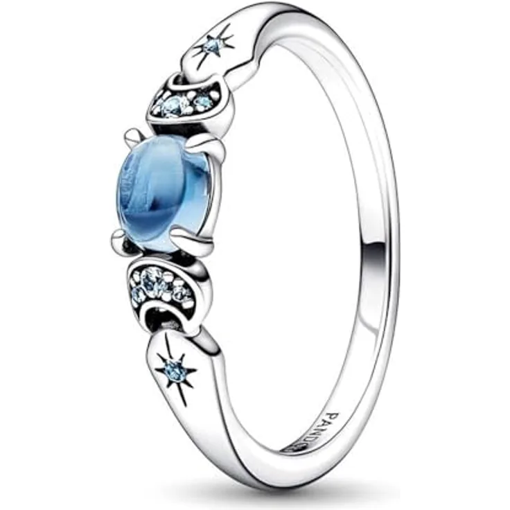 PANDORA Disney Aladdin Princess Jasmine Ring mit sterling Silber, icy blue und moonlight blue Kristall