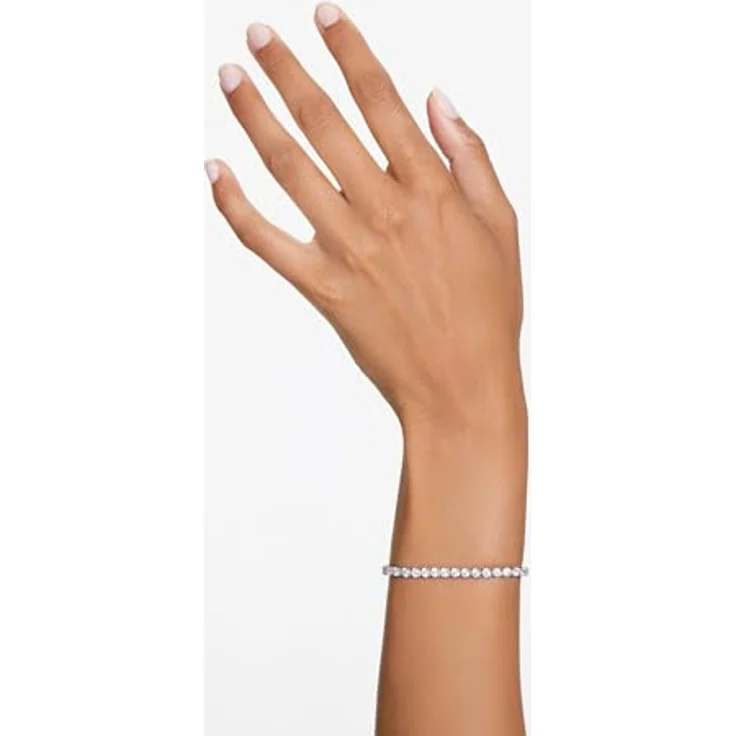 Swarovski Matrix Tennis Armkettchen, Rhodiniertes Armband mit Strahlenden Swarovski Kristallen – Bild 5