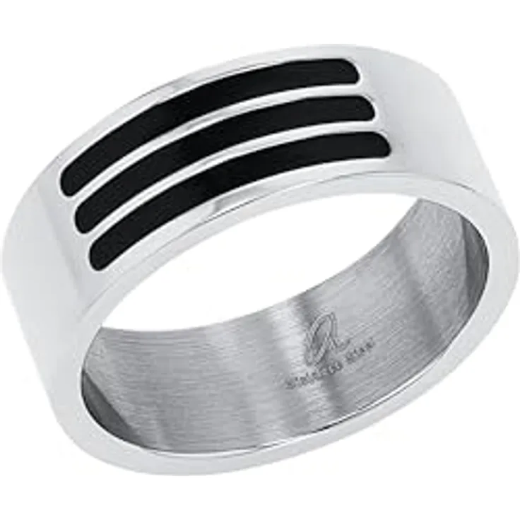 Amor Unisex Ring Edelstahl, Schwarz, 8 mm Breite, in Schmuck Geschenk Box