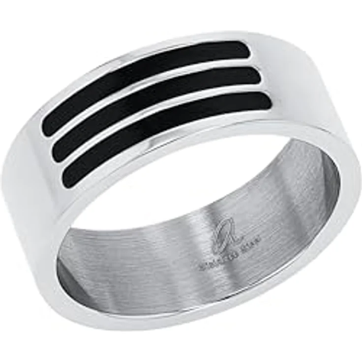 Amor Unisex Ring Edelstahl, Schwarz, 8 mm Breite, in Schmuck Geschenk Box – Bild 1