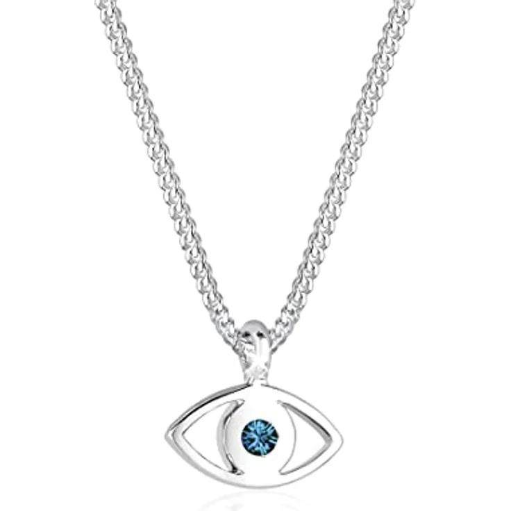 Elli Halskette Damen Evil Eye Anhänger mit blauem Kristall, 925 Sterling Silber, handgefertigt
