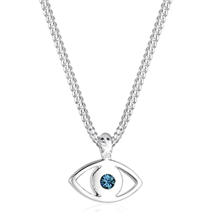 Elli Halskette Damen Evil Eye Anhänger mit blauem Kristall, 925 Sterling Silber, handgefertigt – Bild 1