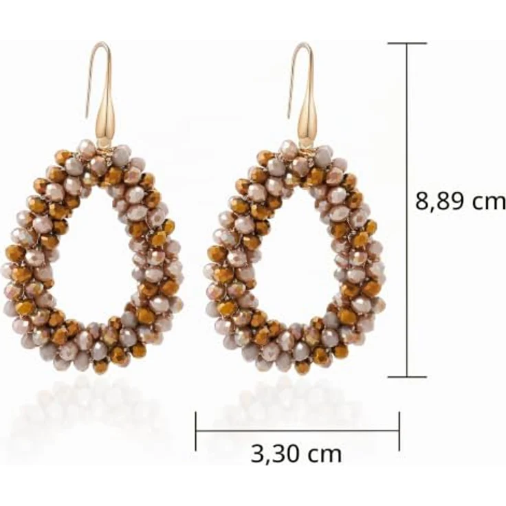 Elegance 11 designs Bronze Boho Hängeohrringe, tropfenförmige Reisperlen, leichte und hypoallergene Damenohrringe, eleganter Schmuck für jeden Anlass – Bild 2