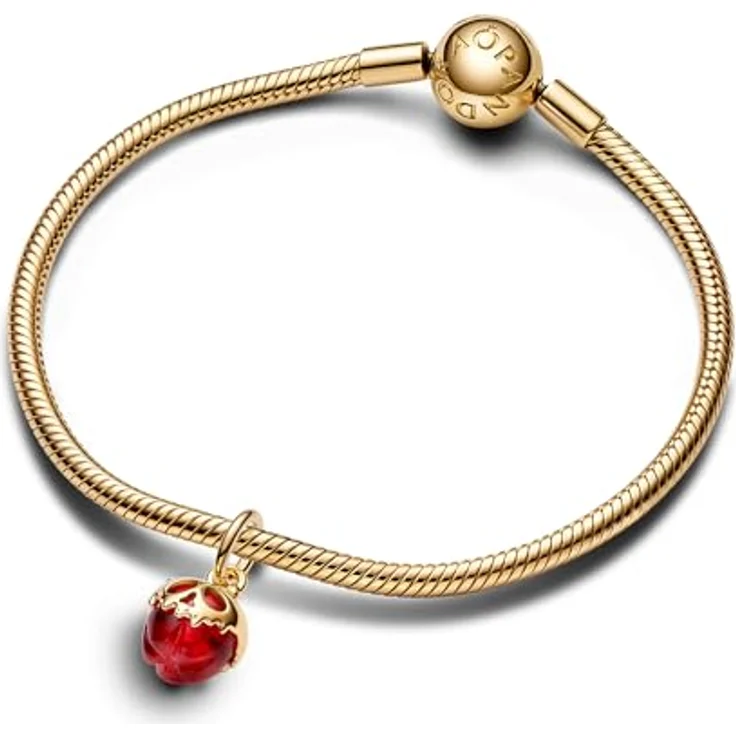 PANDORA Moments Disney Villains Böse Königin Apfel Charm-Anhänger aus Sterling Silber mit rotem Murano-Glas und vergoldeter Metalllegierung, kompatibel mit Moments Armbändern, 763421C01 – Bild 3