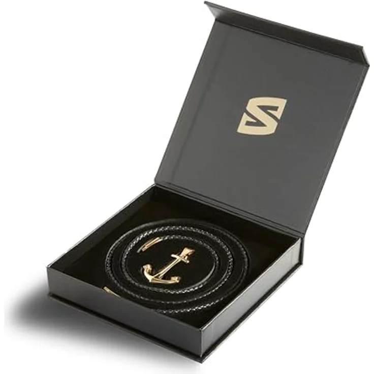 SERASAR Lederkette Herren Halskette mit Anker Anhänger, 60 cm Gold Lederband aus echtem Rindsleder, rustikaler Schmuck mit Geschenkbox – Bild 2