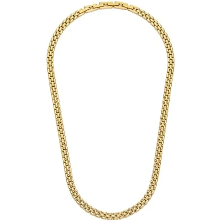 FOSSIL Damen Edelstahlarmband, goldfarben, mit sicherer Faltschließe, 45,7 cm lang, 0,6 cm breit