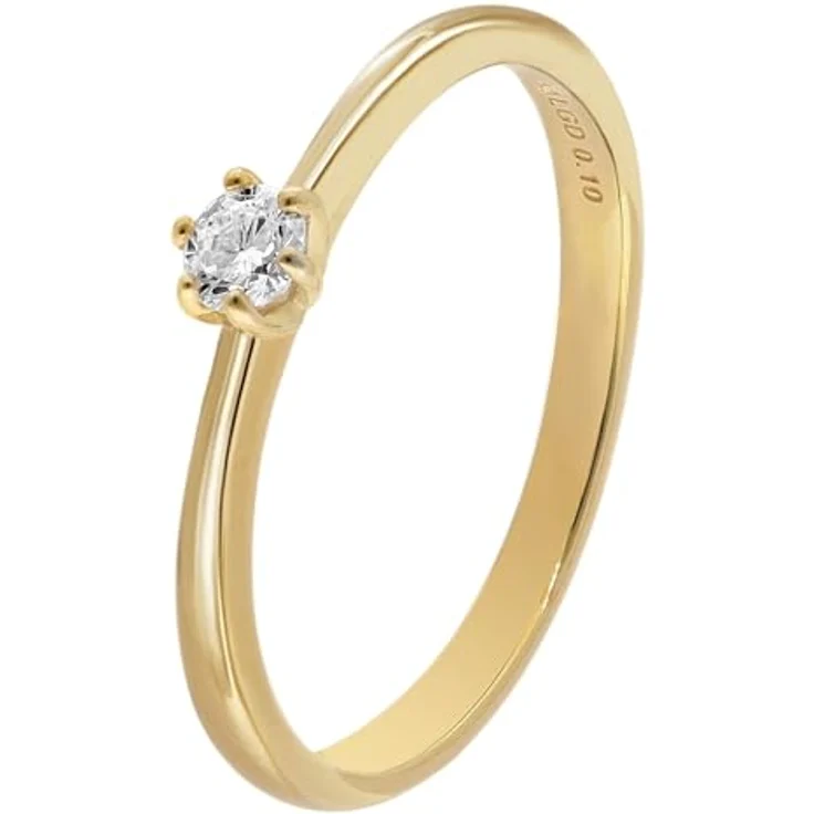 GLIZZ Damenring GL8653-56, Brillantring mit 0,10 ct Lab Grown Diamant in Gold 333, Ringgröße 56/17,8 – Bild 1