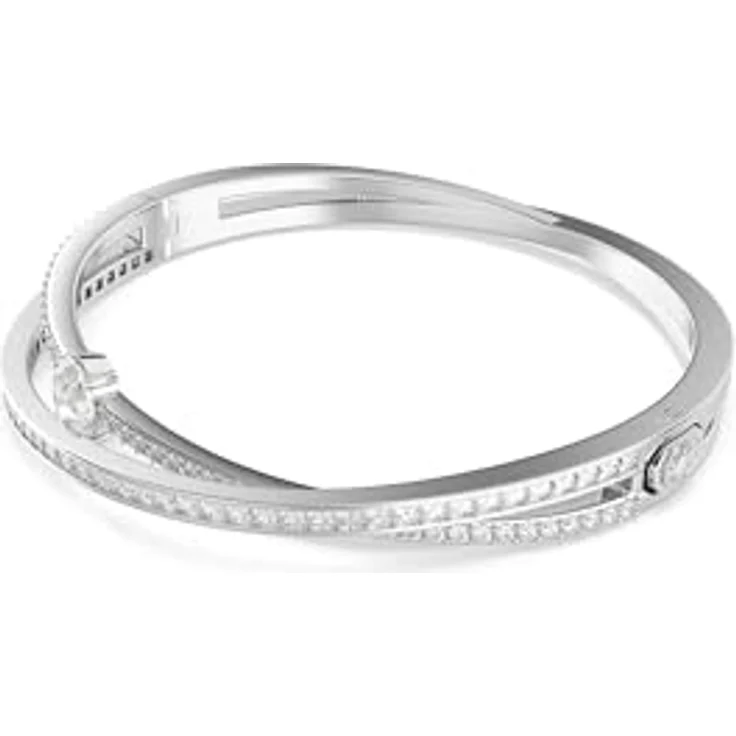 Swarovski Hyperbola Armreif, Rhodiniertes Armband mit Strahlenden Kristallen in Kanal- und Krallenfassungen, Weiß – Bild 2