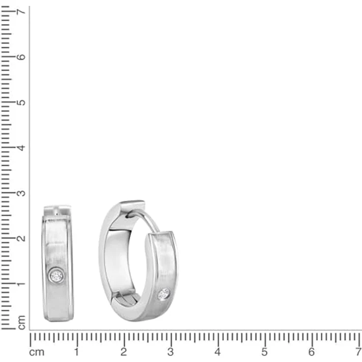 Zeeme Stainless Steel Damen Ohrringe, 1,6cm Creolen aus Edelstahl mit grau matten/ glänzenden Zirkonia-Steinen, inkl. Etui – Bild 2