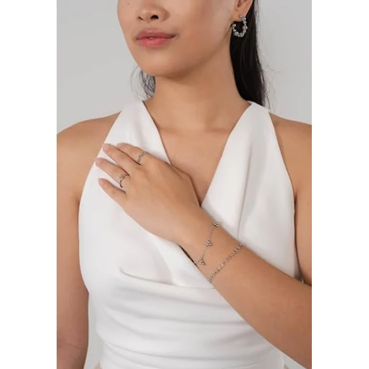 Purelei Filigranes Armband mit 7 Anhängern, Edelstahl vergoldet, verstellbar 16–20 cm, inspiriert von Natur & Element Erde, Silber – Bild 4