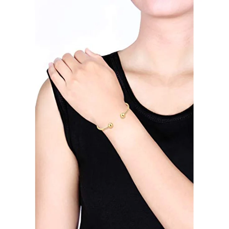 Elli Armband Damen Kugel Ball Geo Bangle, 925 Sterling Silber vergoldet, 16 cm, hochglanzpoliert, anlaufgeschützt – Bild 4
