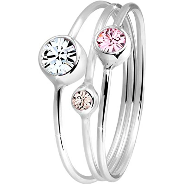 Elli Damenring Stapelset Modern mit Kristallen, 925 Sterling Silber, anlaufgeschützt – Bild 3