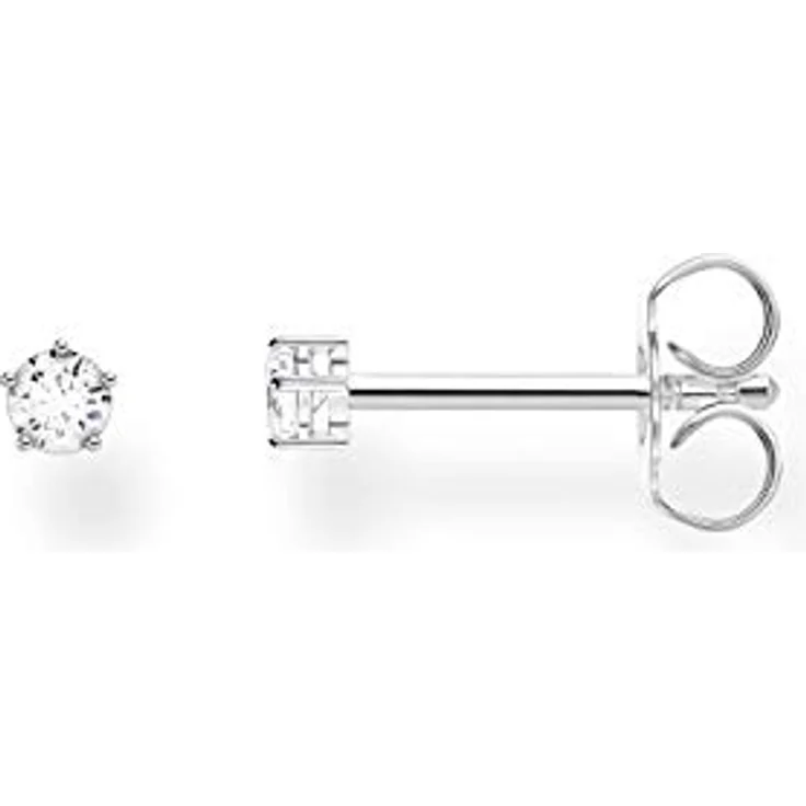 Thomas Sabo Einzel Ohrstecker aus 925 Sterling Silber, kleiner weißer Stein, H2147-051-14 – Bild 1