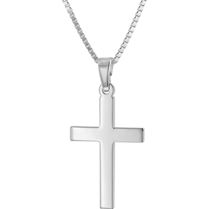 trendor Kreuz-Anhänger aus 925 Silber mit Venezianer-Halskette, 21x14x1,5 mm, Geschenk-Set für Damen und Herren – Bild 1