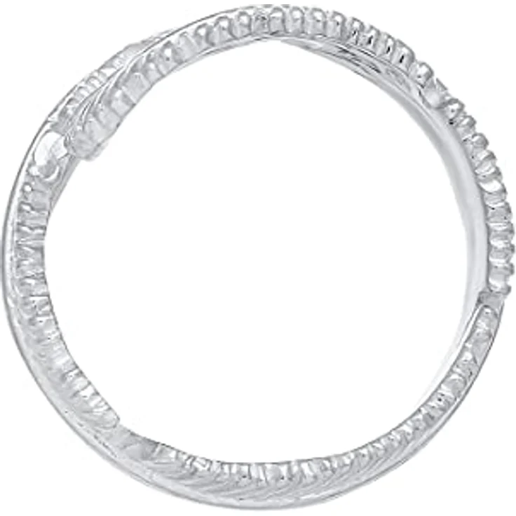 Elli Wickelring Damen, Feder Look in 925 Sterling Silber, handgefertigt und hochglanzpoliert – Bild 3