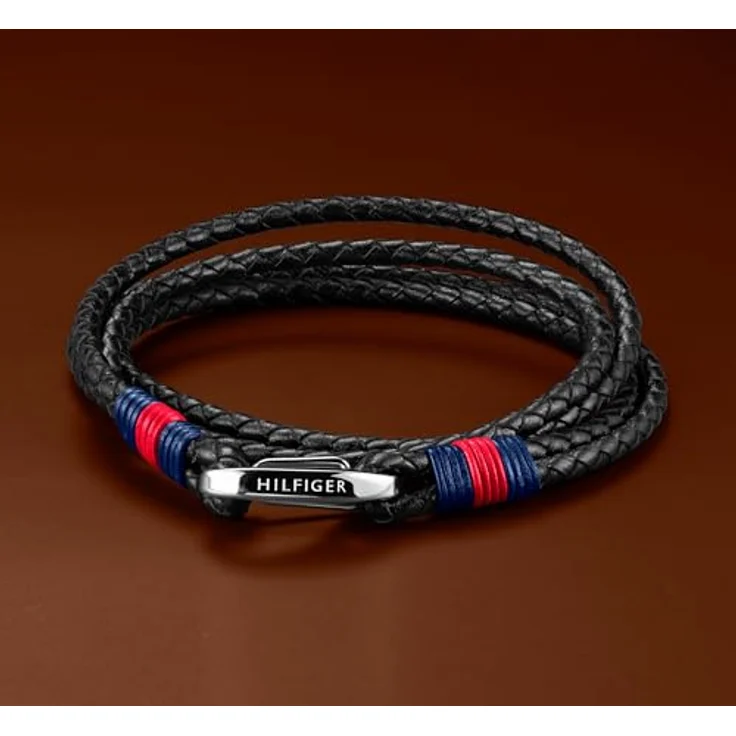 Tommy Hilfiger Herren Wickelarmband, Edelstahl in Flechtmuster, 410 mm, Modell 2700534 – Bild 2