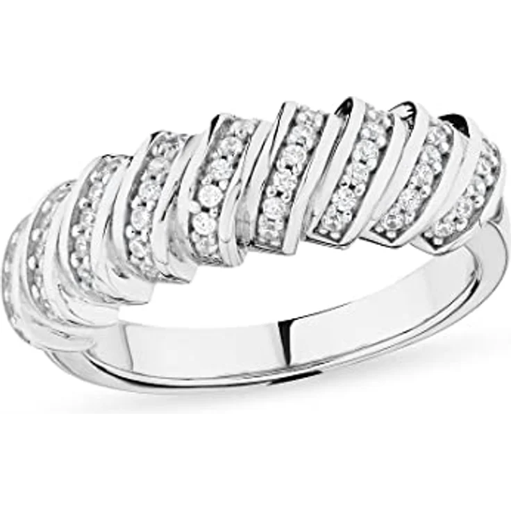 FAVS Damen-Damenring 925er Silber mit 63 Zirkonia, Breite 0,65 cm, Stärke 4 mm, Silber 32021730 – Bild 3