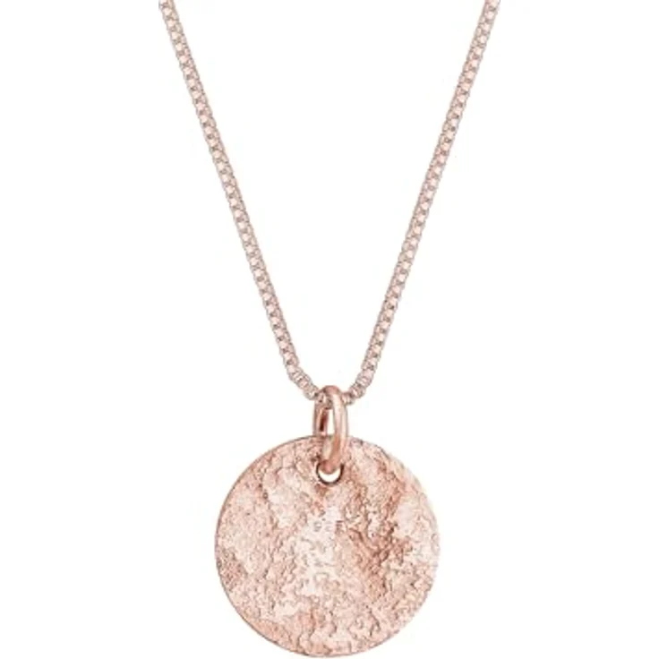 Elli Halskette Damen Plättchen Anhänger Gehämmert, 925 Sterling Silber vergoldet, handgefertigt, anlaufgeschützt – Bild 4