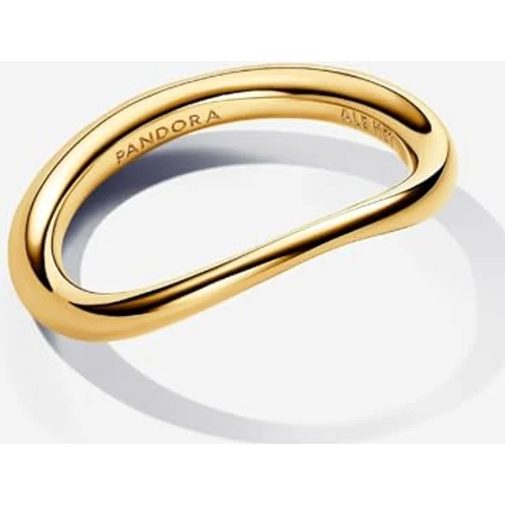 PANDORA Essence Organisch Geformter Bandring aus Sterling Silber, vergoldete Metalllegierung, Größe 52, unregelmäßig gewölbte Oberfläche – Bild 3